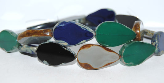 Table Cut Teardrop Beads, Mixed Colors Color (Mix Color), Glass, Czech Republic