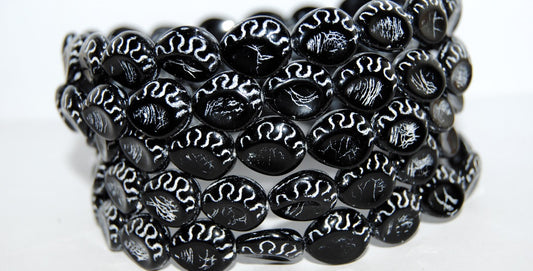 Tear Oval Pressed Glass Beads, Black 46401 (23980 46401), Glass, Czech Republic