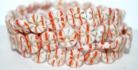 Flower Pressed Glass Beads, (8905 54202), Glass, Czech Republic