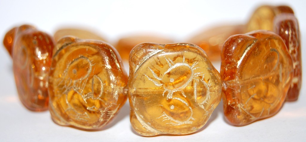 Big Bear Muzzle Czech Glass Beads, Transparent Orange 54202 (10040 54202), Glass, Czech Republic