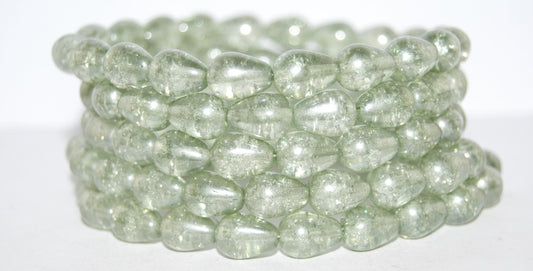 Pear Drop Pressed Glass Beads, (14457Crackle), Glass, Czech Republic