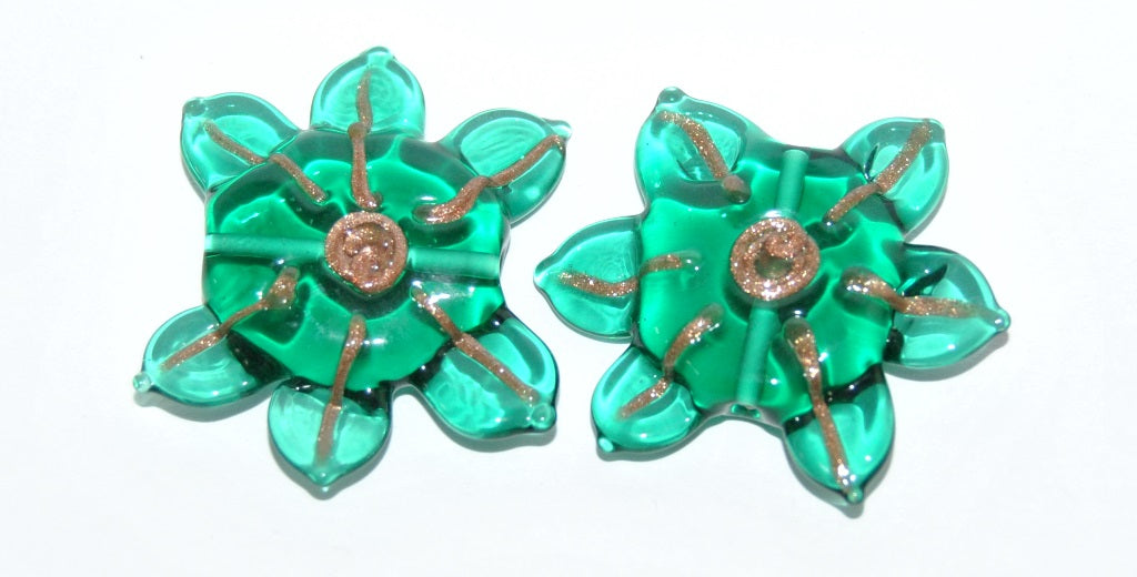 Czech Glass Hand Made Flower Lampwork Beads, (3432 E), Glass, Czech Republic