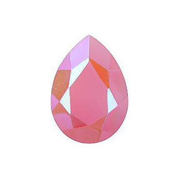 Pear Faceted Pointed Back (Doublets) Crystal Glass Stone, Pink 10 Opaque With Ab, Polished (71012-A-Abp), Czech Republic