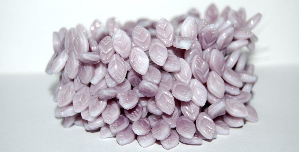 Leaf Pressed Glass Beads With Dots, 7224 (7224), Glass, Czech Republic