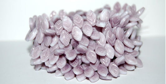 Leaf Pressed Glass Beads With Dots, 7224 (7224), Glass, Czech Republic