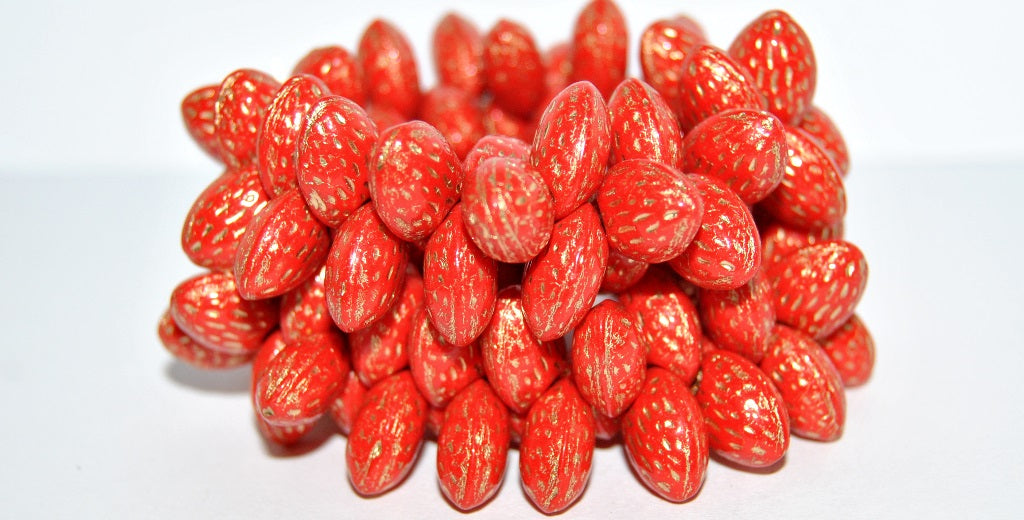 Strawberry Friut Pressed Glass Beads, Red 54202 (93190 54202), Glass ...