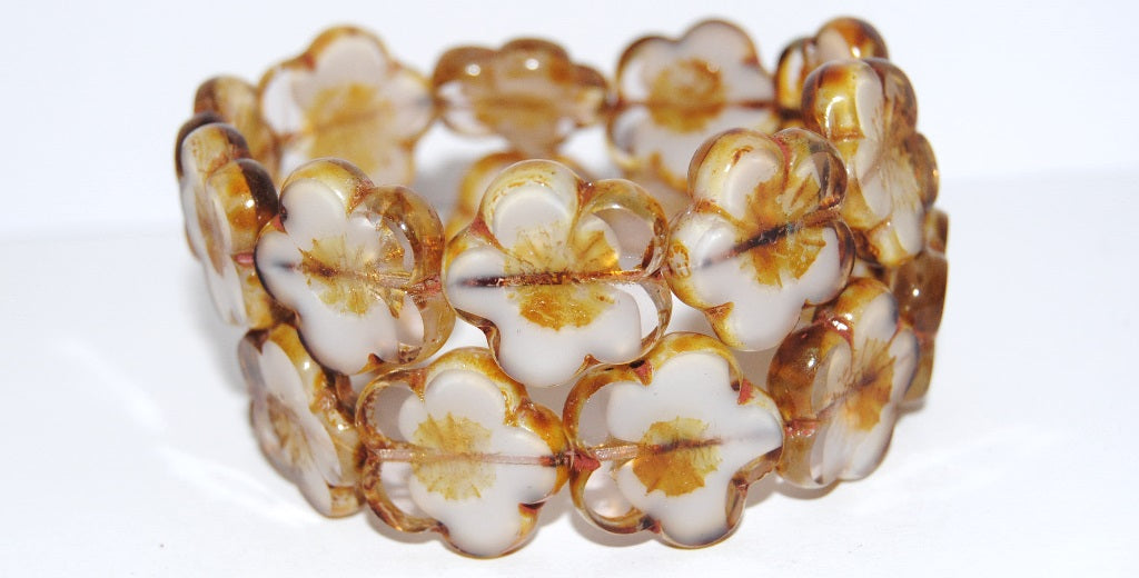 Table Cut Flower Beads Hibiscus, 21 6208 Travertin (21 6208 86800), Glass, Czech Republic