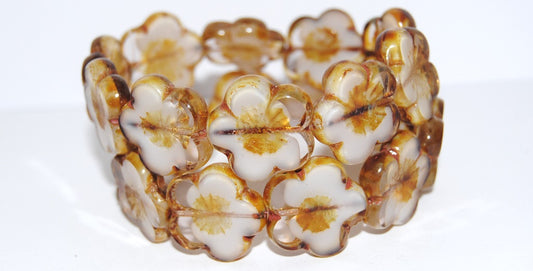 Table Cut Flower Beads Hibiscus, 21 6208 Travertin (21 6208 86800), Glass, Czech Republic