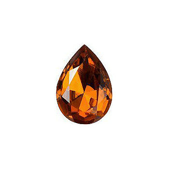 Pear Faceted Pointed Back (Doublets) Crystal Glass Stone, Orange 3 Transparent With Aluminium (10080-Al), Czech Republic