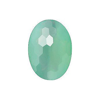 Oval Faceted Pointed Back (Doublets) Crystal Glass Stone, Turquoise 4 Milky Colours (Milky-Green), Czech Republic