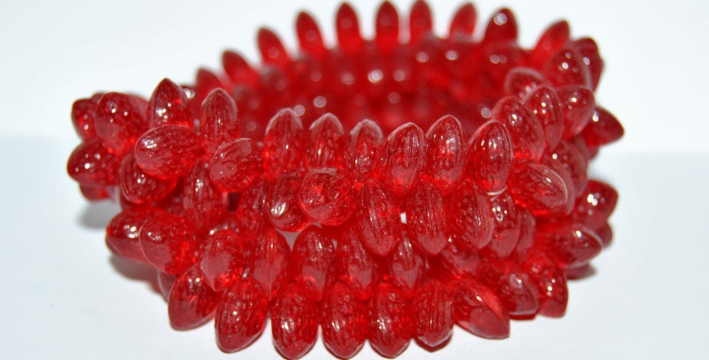 Strawberry Friut Pressed Glass Beads, Ruby Red (90080), Glass, Czech Republic