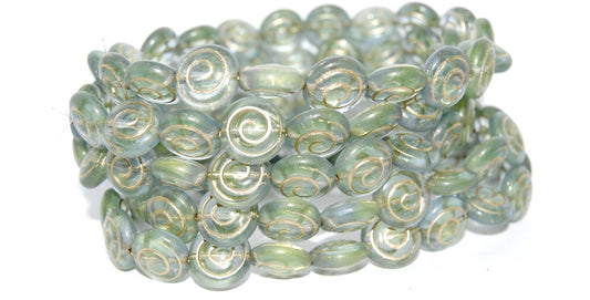 Round Flat Snail Pressed Glass Beads, (87301 54202), Glass, Czech Republic