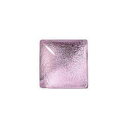 Square Cabochons Flat Back Crystal Glass Stone, Pink 25 With Silver (70209-L), Czech Republic