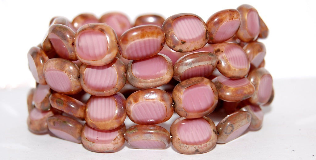 Table Cut Round Candy Beads, Opaque Pink 43400 (74020 43400), Glass, Czech Republic