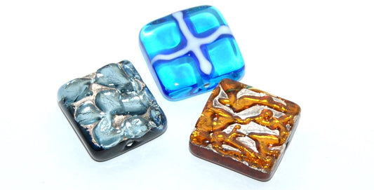 Czech Glass Hand Made Square Lampwork Beads, (Nn), Glass, Czech Republic