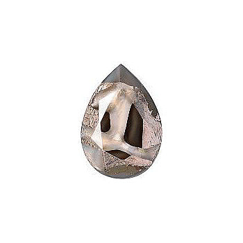 Pear Faceted Pointed Back (Doublets) Crystal Glass Stone, Grey 1 With Silver (44015), Czech Republic