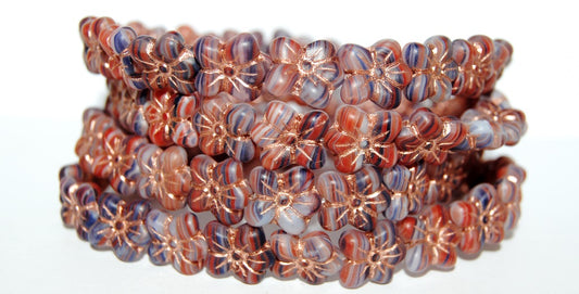 Flower Pressed Glass Beads, (95333 54200M), Glass, Czech Republic