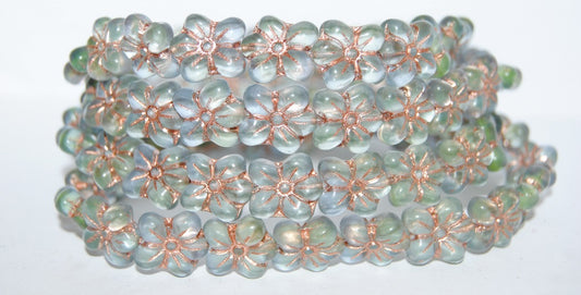 Flower Pressed Glass Beads, (87301 54200M), Glass, Czech Republic