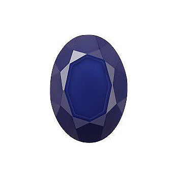 Oval Faceted Pointed Back (Doublets) Crystal Glass Stone, Blue 4 Opaque (34030), Czech Republic