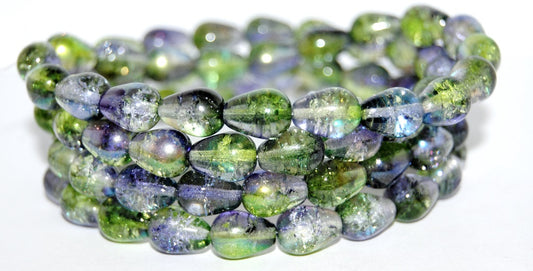 Pear Drop Pressed Glass Beads, (48106Crackle), Glass, Czech Republic