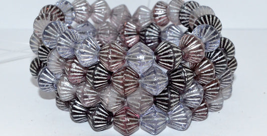 Lantern Bicone Pressed Glass Beads, Purple Mixed Colors 54201 (Purple Mix 54201), Glass, Czech Republic