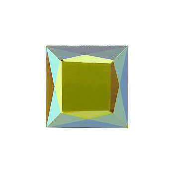 Square Faceted Pointed Back (Doublets) Crystal Glass Stone, Light Green 3 Opaque With Ab, Polished (54021-Abp), Czech Republic