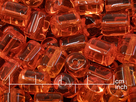 OUTLET 10 grams Tube Beads, 11 x 9 mm, Transparent Orange (90020), Glass, Czech Republic
