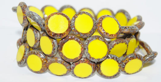 Table Cut Round Beads Sun, Yellow 43400 (83120 43400), Glass, Czech Republic
