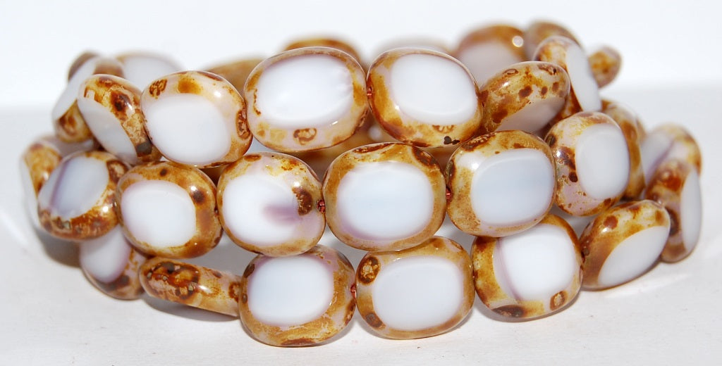 Table Cut Round Candy Beads, 7224 Travertin (7224 86800), Glass, Czech Republic