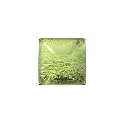 Square Cabochons Flat Back Crystal Glass Stone, Light Green 8 With Silver (50589), Czech Republic