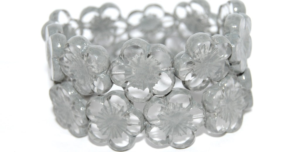 Table Cut Flower Beads Hibiscus, (21 43617 Lava Glass), Glass, Czech Republic