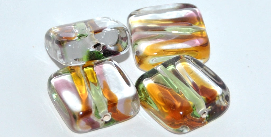 Czech Glass Hand Made Square Lampwork Beads, (M), Glass, Czech Republic