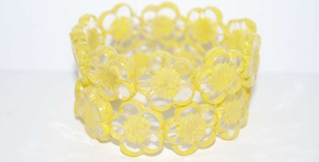 Table Cut Flower Beads Hibiscus, (21 43603 Lava Glass), Glass, Czech Republic