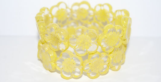 Table Cut Flower Beads Hibiscus, (21 43603 Lava Glass), Glass, Czech Republic
