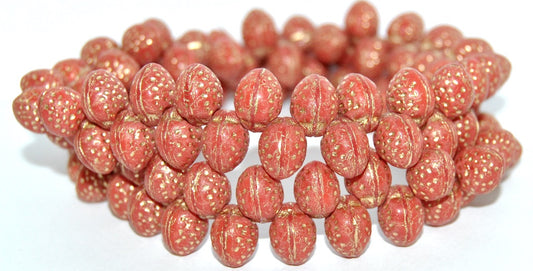Strawberry Friut Pressed Glass Beads, (93240 54202 S Mat), Glass, Czech Republic