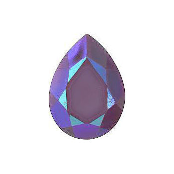 Pear Faceted Pointed Back (Doublets) Crystal Glass Stone, Violet 5 Opaque With Ab, Polished (24110-Abp), Czech Republic