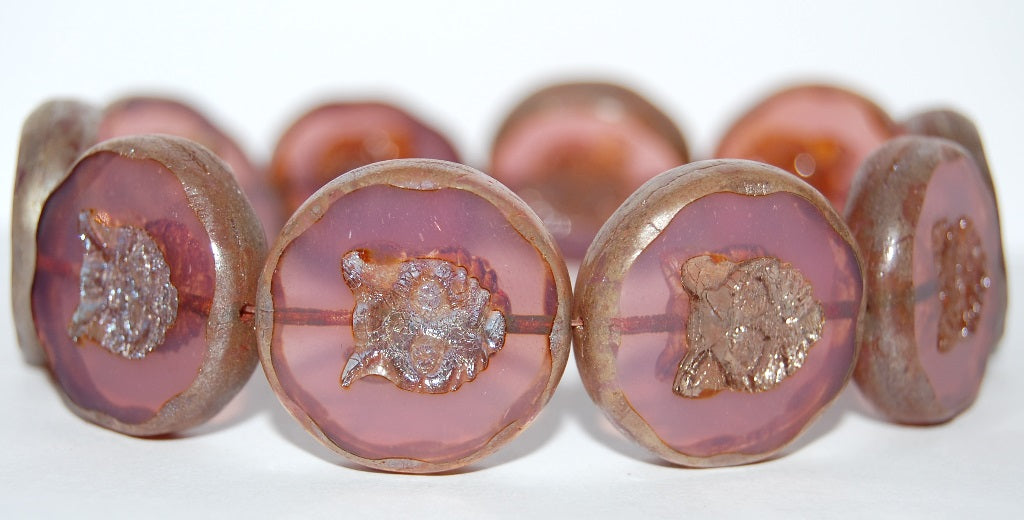 Table Cut Round Beads With Cat, Opal Pink 43400 (71010 43400), Glass, Czech Republic