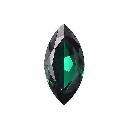 Navette Faceted Pointed Back (Doublets) Crystal Glass Stone, Green 3 Transparent With Chrome (50740-Chr), Czech Republic