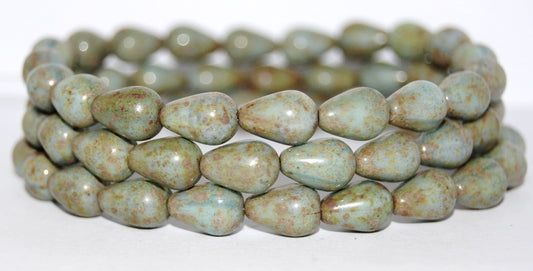 Pear Drop Pressed Glass Beads, (64010 43400), Glass, Czech Republic