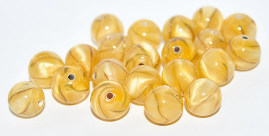 Czech Glass Hand Made Round Lampwork Beads With Aventurine, (10 A), Glass, Czech Republic