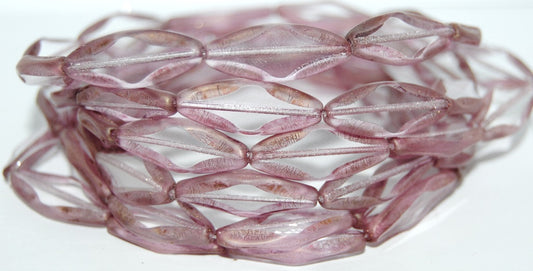 Table Cut Spindle Beads, Crystal Luster Violet Full Coated (30 14496), Glass, Czech Republic