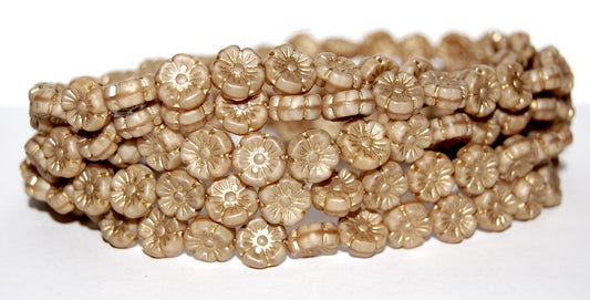 Hawaii Flower Pressed Glass Beads, (14010 54202), Glass, Czech Republic