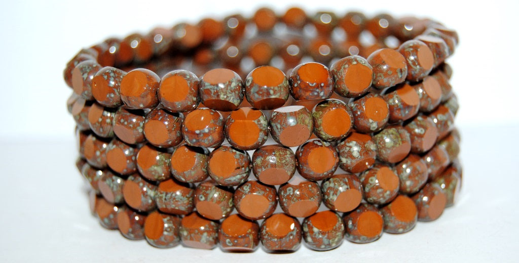 3-Cut Round Beads, Opaque Brown 43400 (13610 43400), Glass, Czech Republic