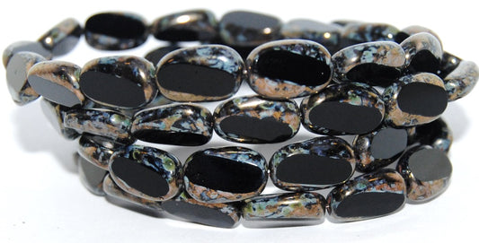 Table Cut Rectangle Beads, Black Senegal Violet (23980 15695), Glass, Czech Republic