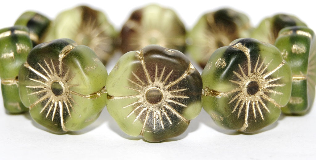 Hawaii Flower Pressed Glass Beads, (27801 54202), Glass, Czech Republic