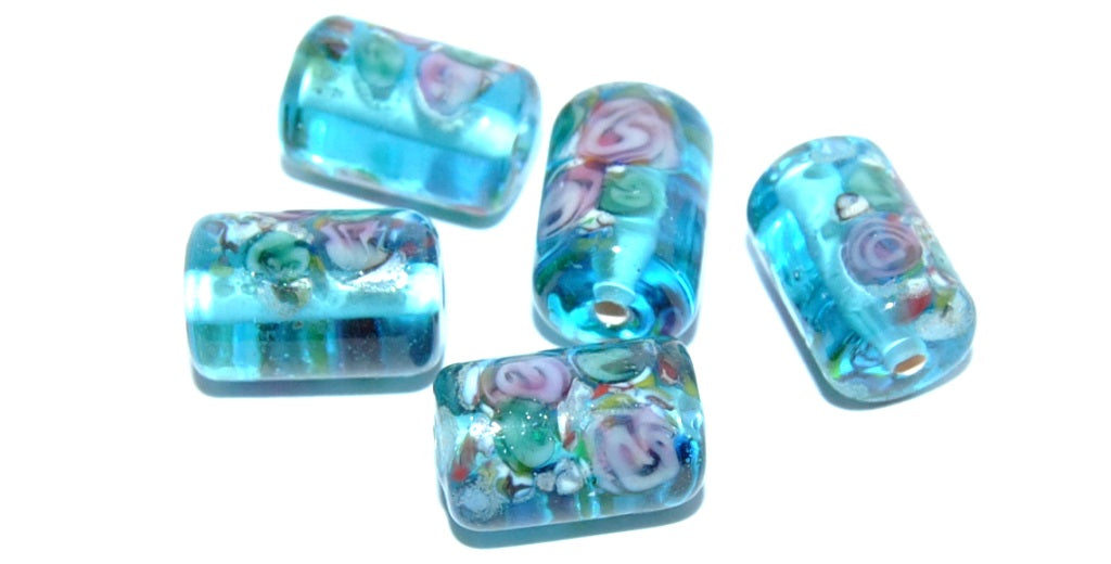 Czech Glass Hand Made Roller Tube Lampwork Beads, (J), Glass, Czech Republic