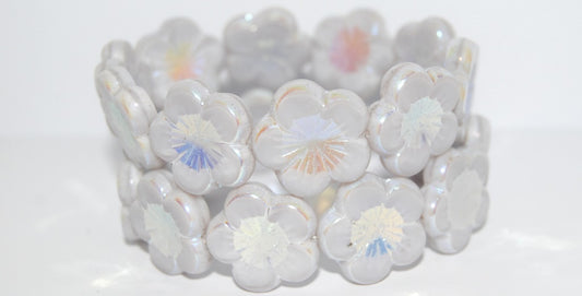 Table Cut Flower Beads Hibiscus, 21 Transparent Light Amethyst Ab (21 21000 Ab), Glass, Czech Republic