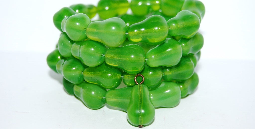 Pear Fruit Pressed Glass Beads, 52120 (52120), Glass, Czech Republic