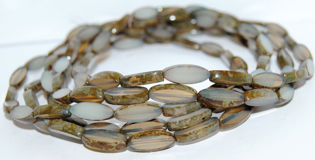 Table Cut Oval Boat Beads, 1000 Travertin (1000 86800), Glass, Czech Republic