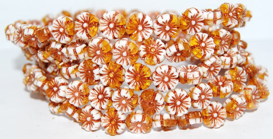 Hawaii Flower Pressed Glass Beads, (812102010 54200), Glass, Czech Republic